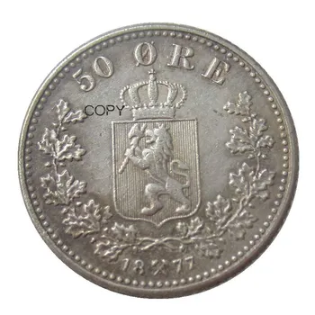 1877 1895 1904 Норвегия Копировальные монеты с серебряным покрытием 50 Øre