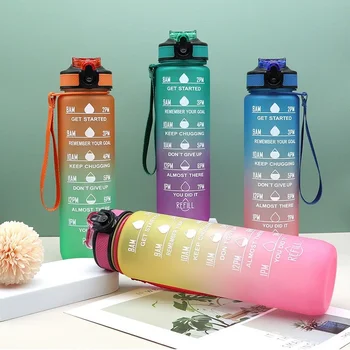 Спортивная бутылка для воды унисекс объемом 1000 мл, бутылка для воды для фитнеса на открытом воздухе, Портативная на шнурке с соломинкой и чешуей