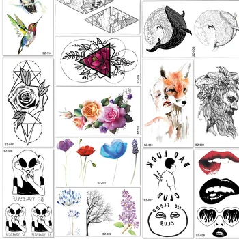 Сексуальные водонепроницаемые временные наклейки с татуировками Геометрический цветок Розы, акварельные татуировки для женщин, бумажный свитшот, татуировки Маргаритки и Флоры