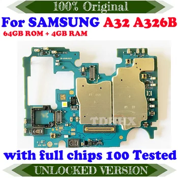 128G100% Оригинальная разблокировка mainbaord для Samsung Galaxy A32 A326B с полной чипированной Материнской платой Android OS logic baords 64 ГБ 4 ГБ оперативной памяти