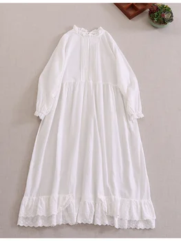 Бутик Lamtrip Хлопок 100%, гофрированный воротник, плиссированное Белое платье принцессы в стиле Лолиты, свободный халат Mori Girl