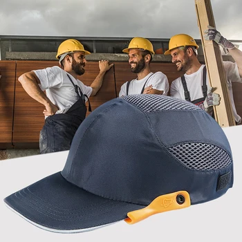 Кепка для защиты от столкновений, легкая бейсбольная кепка, безопасная бейсбольная кепка со светоотражающей полосой, дышащая, удобная для фабричного рабочего.