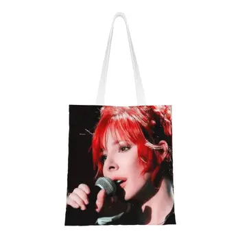 Красивые сумки для покупок Mylene Farmer, холщовая сумка-тоут, большая вместительная прочная сумка французской певицы.