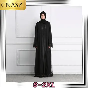 2020 Новый модный кардиган, кружевное платье-халат с поясом, Ближний Восток, Дубай, Абайя, исламская Турция, элегантный модный стиль