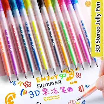 6 шт. /компл. Многоцветная 3D стерео желейная ручка, керамическое металлическое стекло, 3D Трехмерная ручка для рисования от руки, цветные маркеры