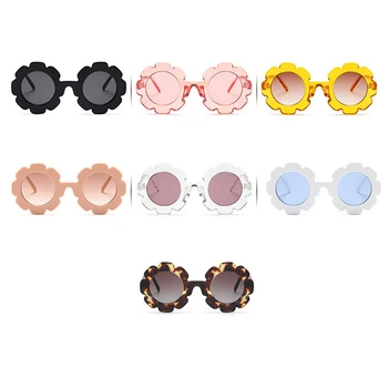 7 пар круглых солнцезащитных очков в виде цветов для девочек, солнцезащитных очков с ромашками, круглых милых очков для малышей, уличных пляжных очков