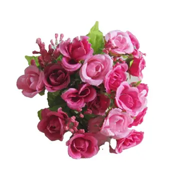 1 Букет искусственных цветов, Имитация Роз с 21 головкой, Тканевые цветы, поддельные украшения для дома и сада, реквизит для съемок 