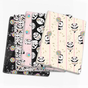 Милая китайская панда, полиэстер, хлопок, сумка из хлопчатобумажной ткани ручной работы, скатерть, хлопчатобумажная детская одежда, мультяшная ткань