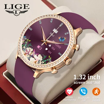 Женские смарт-часы LIGE, браслет, голосовой ассистент, пользовательские циферблаты, звонки Blutooth, водонепроницаемые часы, женские часы Smartwatch Woman