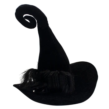 Винтажная черная остроконечная шляпа, рогатая шляпа ведьмы, шляпа на Хэллоуин для активного отдыха