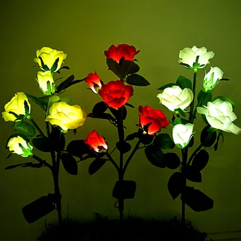 3-5 головок светодиодной солнечной имитации, Цветок Розы, солнечные фонари IP65, сад, газон, ночник, пейзаж, сад, украшение дома, Цветы