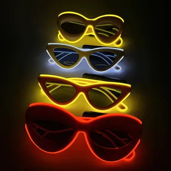 Беспроводные светящиеся солнцезащитные очки для вечеринок, День Святого Валентина, Хэллоуин, EL Light Cat Eyes, светодиодные очки, Ночной клуб, светящиеся принадлежности для вечеринок, Реквизит