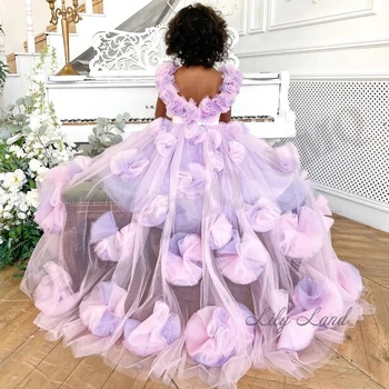 Нежное сиреневое платье Pastrol Flower Girl для малышей с открытой спиной, модные платья с цветочным рисунком на День рождения, свадьбу, вечеринки, костюмы First Comunion