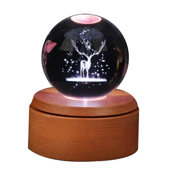 Стеклянный шар Пресс-папье Стеклянный шар в хрустальном шарике в подарок (в комплекте светодиодная подставка)