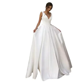 Vestidos De Novia, Сексуальные свадебные платья с V-образным вырезом, Роскошное платье невесты с открытой спиной, классическое платье принцессы без рукавов