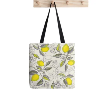 2021 Покупательница, сумка-тоут с принтом свежего Лимона, женская сумка-шоппер в стиле Харадзюку, сумка для покупок на плечо для девочек, Женская Холщовая сумка