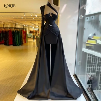 Черные официальные вечерние платья LORIE с плиссировкой на одно плечо Дубай, расшитое бисером Платье русалки для выпускного вечера, Саудовская Аравия, вечерние платья знаменитостей 2022