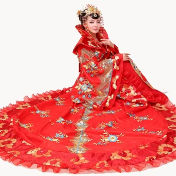 Новое драматургическое платье, костюмы с хвостом королевы династии Тан, одежда для сценических выступлений, женское платье принцессы Ханфу для косплея