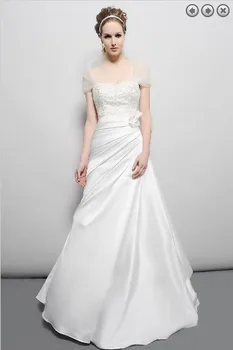бесплатная доставка винтажное дизайнерское свадебное платье 2016 года, большие размеры, простое белое длинное платье макси, расшитое бисером, свадебные платья для вечеринок