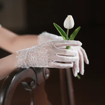 Кружевные Короткие Свадебные Перчатки Браслет Свадебная Перчатка Для женщин Вечернее платье для девочек Белые Перчатки Украшения Аксессуары для невест