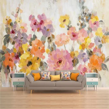 Розы ручной росписи, садовые цветы в стиле ретро, индивидуальные 3D обои, наклейки на стены, фоновая стена гостиной, спальни