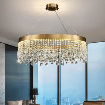 Современная светодиодная люстра для гостиной спальни круглый хрустальный светильник украшение дома лобби роскошная подвеска cristal lamp