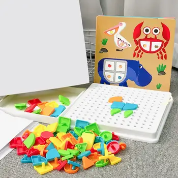 Образование детей Строительные Блоки Комбинационная Игра DIY Творческий Мультфильм Pzzle Mntessori Детские Развивающие Игрушки для Детей Подарок