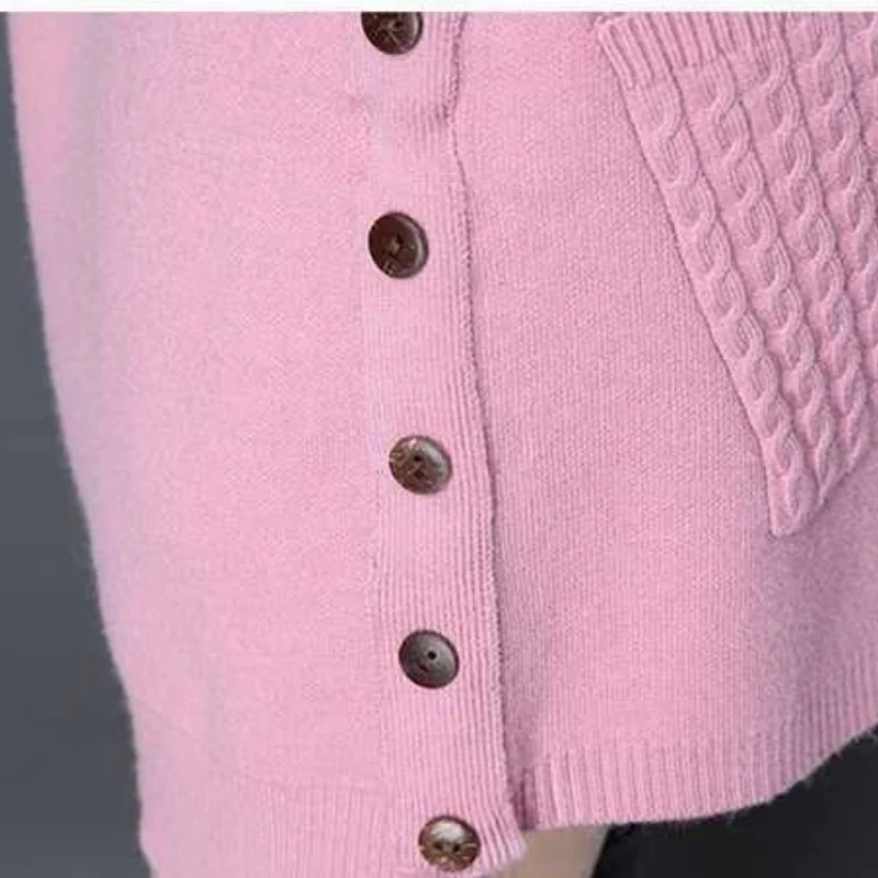 Женская Корейская мода, Милый Элегантный вязаный свитер, Весна-осень, Повседневные пуловеры с длинными рукавами и карманами, Свободные топы-туники неправильной формы 5