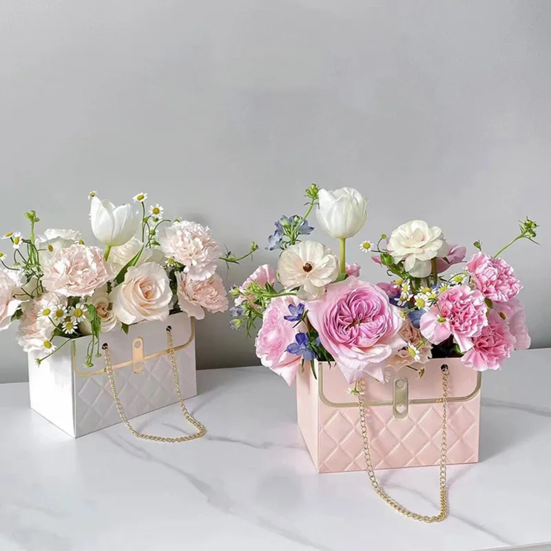 Коробка для упаковки цветов, Подарочные коробки и пакеты, Пакеты из оберточной бумаги для роз с ручкой, День Святого Валентина, Переносные цветы, День рождения, свадьба 2