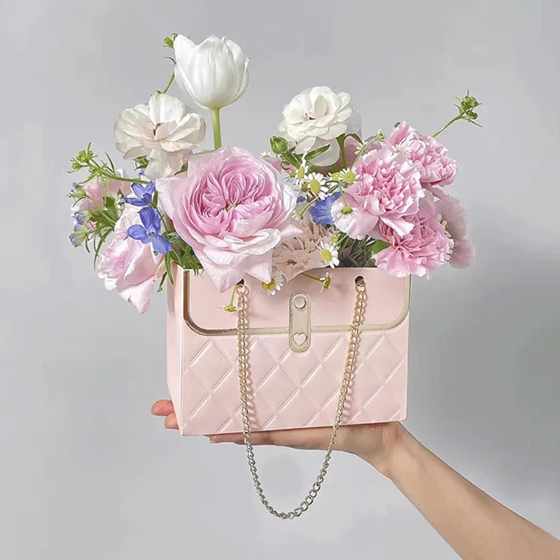Коробка для упаковки цветов, Подарочные коробки и пакеты, Пакеты из оберточной бумаги для роз с ручкой, День Святого Валентина, Переносные цветы, День рождения, свадьба 3