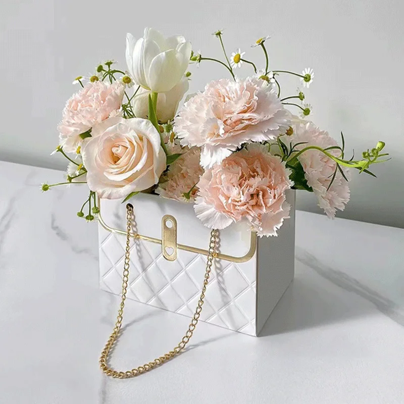 Коробка для упаковки цветов, Подарочные коробки и пакеты, Пакеты из оберточной бумаги для роз с ручкой, День Святого Валентина, Переносные цветы, День рождения, свадьба 4
