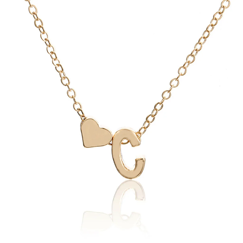 Крошечное ожерелье в форме сердца, колье с буквенным названием золотого цвета, Простые ожерелья из нержавеющей стали для женщин, Подвеска, Подарок для пары ювелирных изделий 4