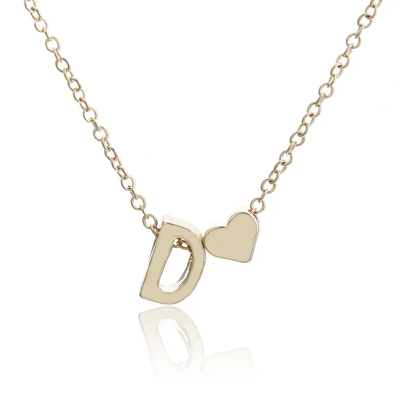 Крошечное ожерелье в форме сердца, колье с буквенным названием золотого цвета, Простые ожерелья из нержавеющей стали для женщин, Подвеска, Подарок для пары ювелирных изделий 5