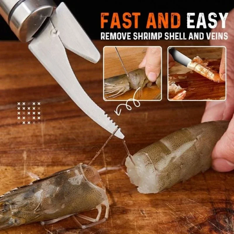 Многофункциональная быстрая Овощечистка креветок из нержавеющей Стали, портативный нож для нарезки креветок, Инструмент для чистки рыбы 3