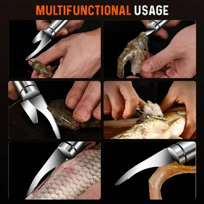 Многофункциональная быстрая Овощечистка креветок из нержавеющей Стали, портативный нож для нарезки креветок, Инструмент для чистки рыбы 5