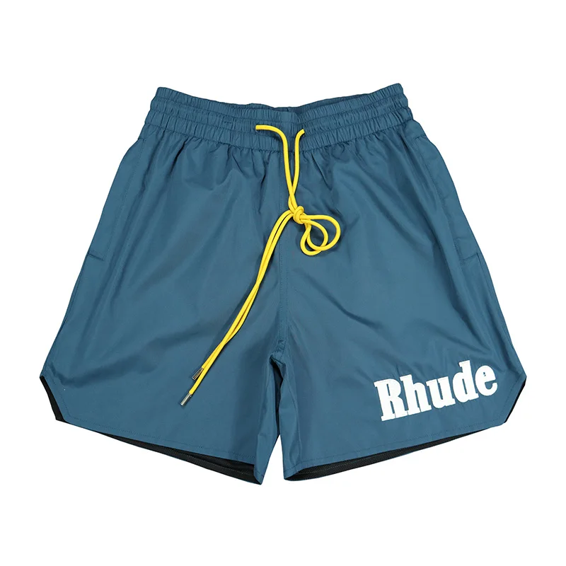 Мужские и женские повседневные модные пляжные шорты Rhude, Уличные бриджи Rhude с завязками внутри, сетчатые бриджи 1