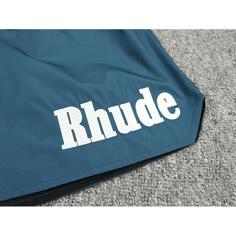Мужские и женские повседневные модные пляжные шорты Rhude, Уличные бриджи Rhude с завязками внутри, сетчатые бриджи 3