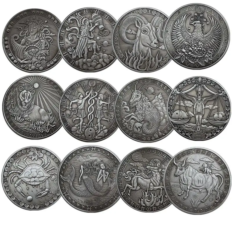 Новая Сувенирная Монета с 12 Созвездиями, Западная Астрология, Коллекционные Памятные Монеты С Тиснением, Праздничные Подарки 0