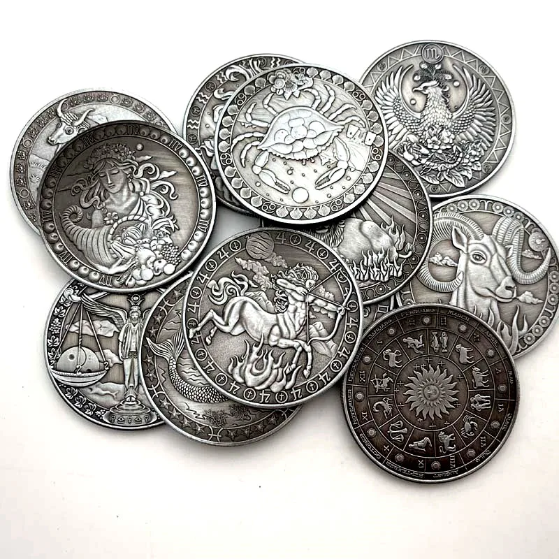 Новая Сувенирная Монета с 12 Созвездиями, Западная Астрология, Коллекционные Памятные Монеты С Тиснением, Праздничные Подарки 2