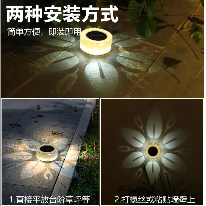 Новый Солнечный Наружный светильник с рисунком, Настенный светильник для мытья двора, Украшение сада, ночник на лужайке 3