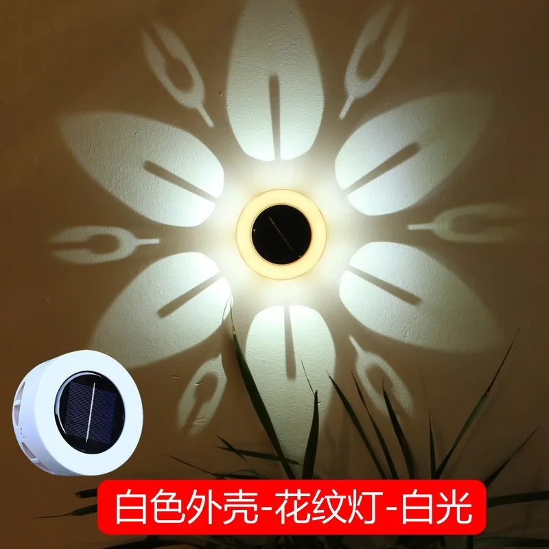 Новый Солнечный Наружный светильник с рисунком, Настенный светильник для мытья двора, Украшение сада, ночник на лужайке 5