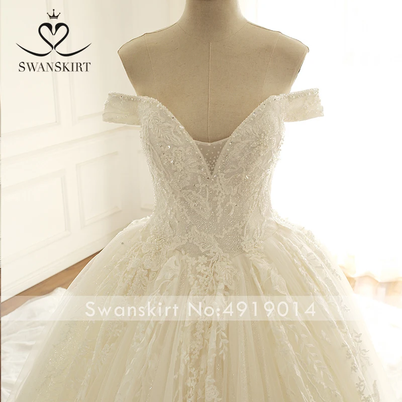 Свадебное платье с открытыми плечами 2023 г. Аппликации из бисера Принцесса Невеста Хрустальные Лебеди Sara A284 Vestido De Noiva 2