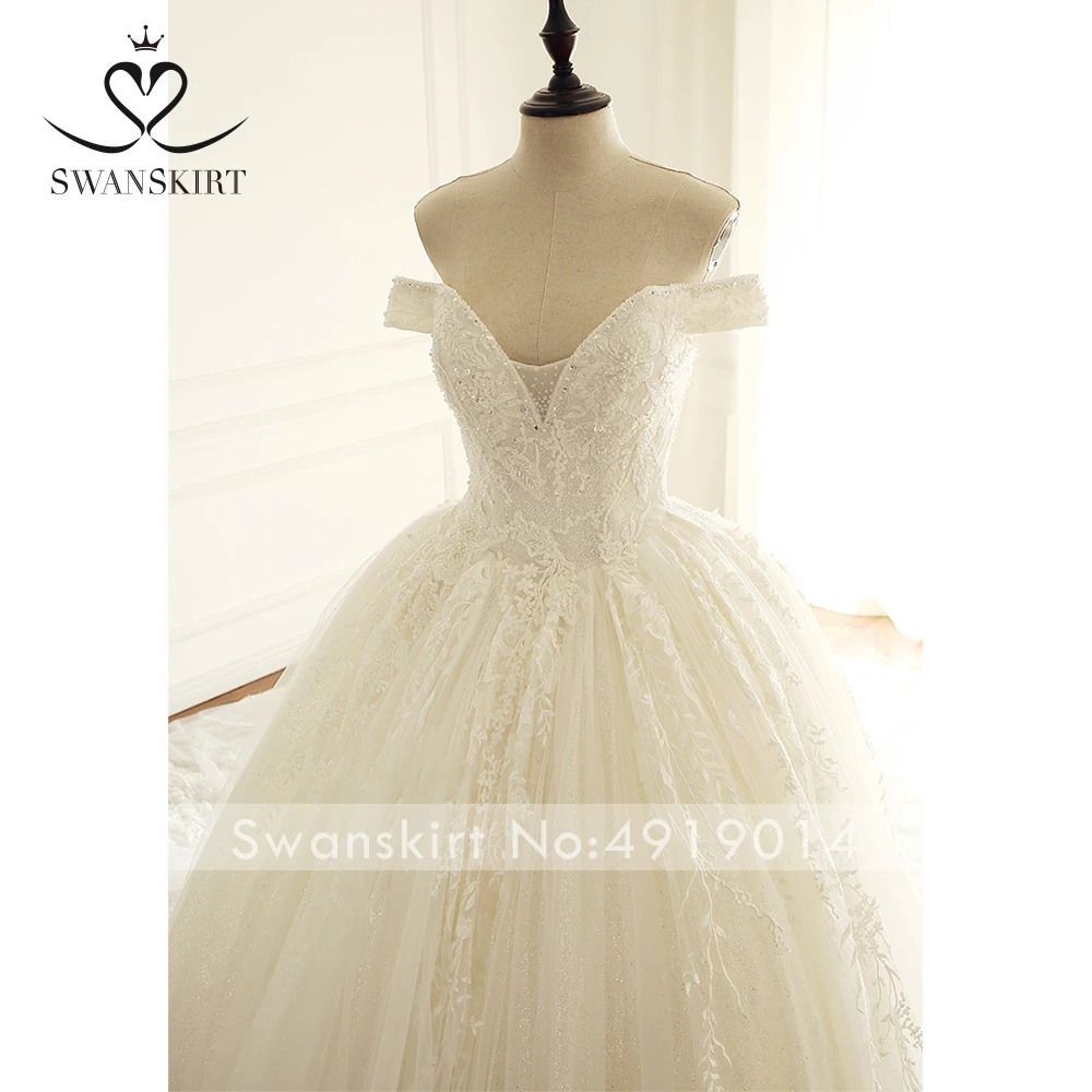 Свадебное платье с открытыми плечами 2023 г. Аппликации из бисера Принцесса Невеста Хрустальные Лебеди Sara A284 Vestido De Noiva 4