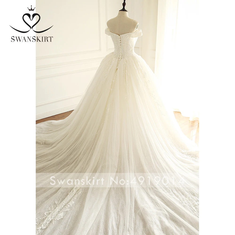 Свадебное платье с открытыми плечами 2023 г. Аппликации из бисера Принцесса Невеста Хрустальные Лебеди Sara A284 Vestido De Noiva 5