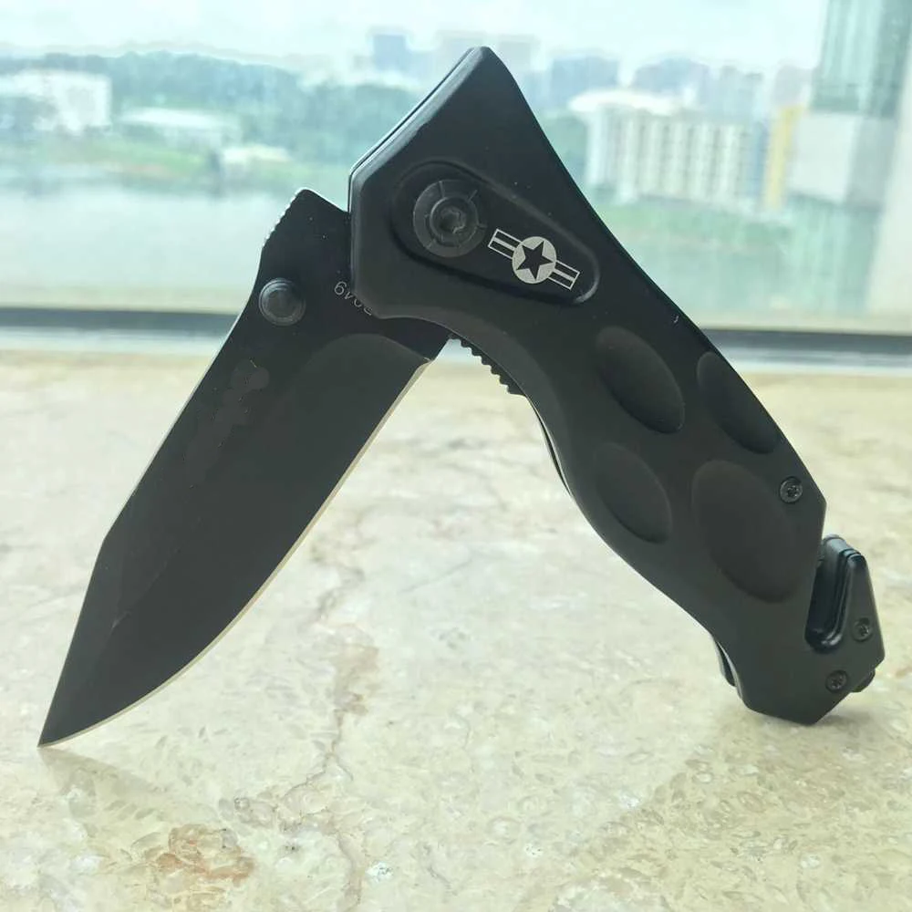 Складной нож из черной стали Tactical Outdoor Hunting Survival EDC Pocket cutter Knife EDC Утилита для кемпинга Портативные мультиинструменты OEM 0
