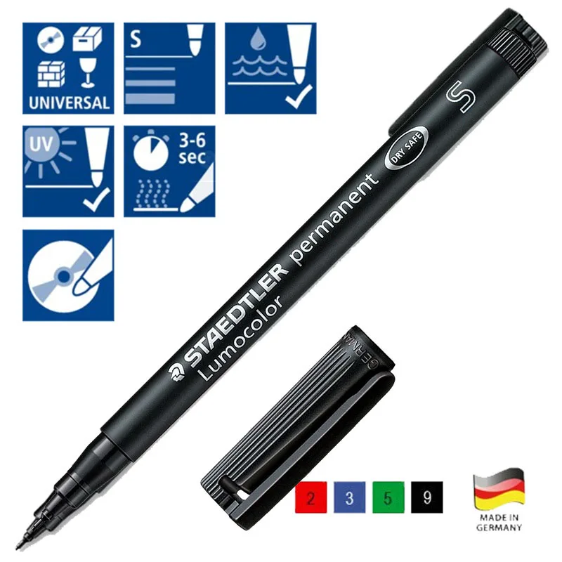 Универсальный маркер STAEDTLER Lumocolor с перманентной пленкой, непрозрачная ручка для компакт-дисков, Германия 313 314 317 318 0
