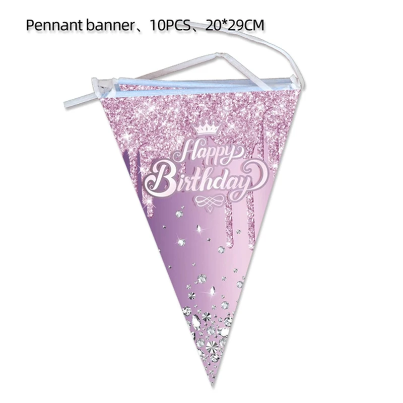Фиолетовая бриллиантовая корона тема с Днем Рождения Одноразовая посуда Салфетки Тарелки Чашки баннерные шарики украшение свадьбы для взрослых 1