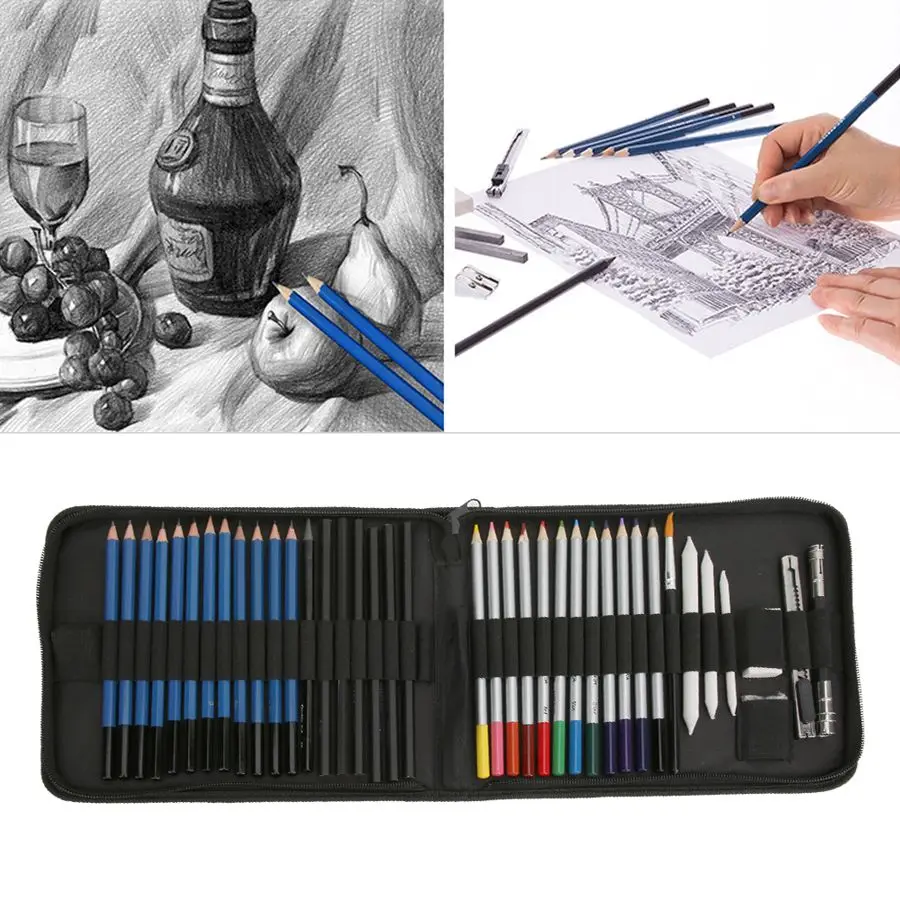 Художественные принадлежности 41 шт. Набор деревянных карандашей для рисования художником для студентов-искусствоведов Школьные принадлежности для рисования школьным карандашом Penci 0